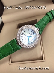 Đồng Hồ Nữ Royal Crown 6305 -  Dây Da Xanh Lá - 30mm