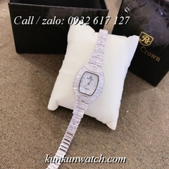 Đồng Hồ Nữ Royal Crown 223 -  Dây Gắn Đá Vỏ Bạc - 28 x 36mm
