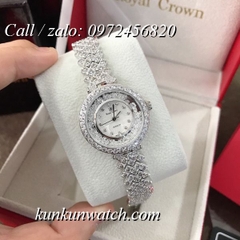 Đồng Hồ Nữ Royal Crown 2606L -  Dây Gắn Đá Vỏ Bạc - 29mm
