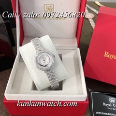 Đồng Hồ Nữ Royal Crown 2606L -  Dây Gắn Đá Vỏ Bạc - 29mm