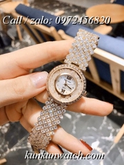 Đồng Hồ Nữ Royal Crown 2606 -  Dây Gắn Đá Vỏ Vàng Hồng - 34mm