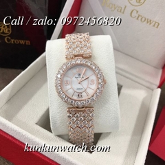 Đồng Hồ Nữ Royal Crown 2607 -  Dây Gắn Đá Vỏ Vàng Hồng - 32mm