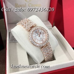 Đồng Hồ Nữ Royal Crown 2607 -  Dây Gắn Đá Vỏ Vàng Hồng - 32mm