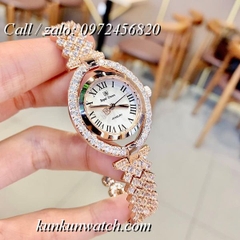 Đồng Hồ Nữ Royal Crown 4610 -  Dây Gắn Đá Vỏ Vàng Hồng - 32mm