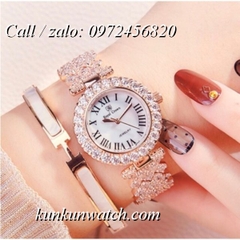 Đồng Hồ Nữ Royal Crown 6305 -  Dây Gắn Đá Vỏ Vàng Hồng - 30mm