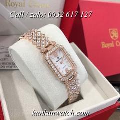 Đồng Hồ Nữ Royal Crown 6316 -  Dây Gắn Đá Vỏ Vàng Hồng - 20 x 30mm