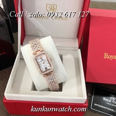 Đồng Hồ Nữ Royal Crown 6316 -  Dây Gắn Đá Vỏ Vàng Hồng - 20 x 30mm