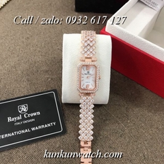 Đồng Hồ Nữ Royal Crown 6316 -  Dây Gắn Đá Vỏ Vàng Hồng - 20 x 30mm