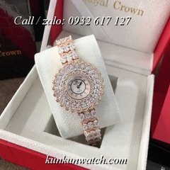 Đồng Hồ Nữ Royal Crown 6804 -  Dây Gắn Đá Vỏ Vàng Hồng - 35mm