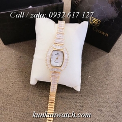 Đồng Hồ Nữ Royal Crown 223 -  Dây Gắn Đá Vỏ Vàng - 28 x 36mm