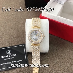 Đồng Hồ Nữ Royal Crown 2607 -  Dây Gắn Đá Vỏ Vàng - 32mm