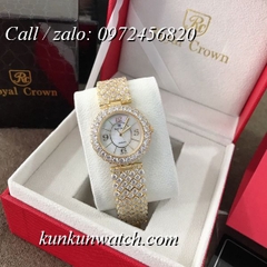 Đồng Hồ Nữ Royal Crown 2607 -  Dây Gắn Đá Vỏ Vàng - 32mm