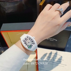 Đồng Hồ Nữ Franck Muller V32 - ABF Vỏ Đá 2 Kim - Dây Trắng - 32 x 42mm