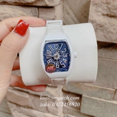 Đồng Hồ Nữ Franck Muller V32 - ABF Nền Mặt Tia Vỏ Đá - Dây Trắng - 32 x 42mm 1