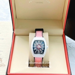 Đồng Hồ Nữ Franck Muller V32 - ABF Nền Mặt Tia Vỏ Đá Trắng - Dây Hồng - 32 x 42mm