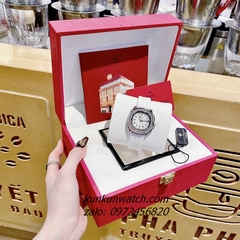 Đồng Hồ Nữ Patek Philippe Nautilus Đính Đá Silver Dây Silicone Trắng 36mm