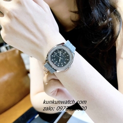 Đồng Hồ Nữ Patek Philippe Nautilus Đính Đá Silver Dây Silicone Xám 36mm