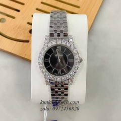 Đồng Hồ Nữ Chopard L'Heure Du Diamant Đính Viền Đá Chấu Bạc Mặt Đen 32mm 1