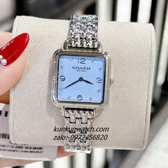 Đồng Hồ Nữ Coach Cass 14504494 Silver Mặt Vuông Xanh 28mm 1