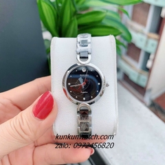 Đồng Hồ Nữ Rado Điểm Pha Lê 4 Mốc Giờ Dây Đá Ceramic Đen Silver 26mm 1