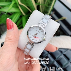 Đồng Hồ Nữ Rado Điểm Số 2 Mốc Giờ Dây Đá Ceramic Trắng Vỏ Bạc 26mm