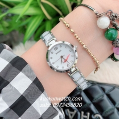 Đồng Hồ Nữ Rado Điểm Số 2 Mốc Giờ Dây Đá Ceramic Trắng Vỏ Bạc 26mm