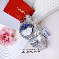 Đồng Hồ Nữ Cartier Đính Đá Họa Tiết Bầu Trời Sao Silver 36mm