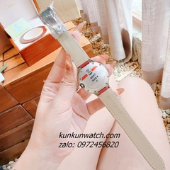 Đồng Hồ Nữ Cartier Jaguar Đính Đá Họa Tiết Báo Đốm Dây Da Đỏ Silver 36mm