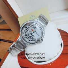 Đồng Hồ Nữ Cartier Jaguar Đính Đá Họa Tiết Báo Đốm Silver 36mm 1