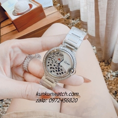 Đồng Hồ Nữ Cartier Jaguar Đính Đá Họa Tiết Báo Đốm Silver 36mm