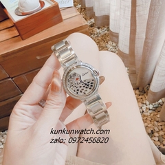Đồng Hồ Nữ Cartier Jaguar Đính Đá Họa Tiết Báo Đốm Silver 36mm