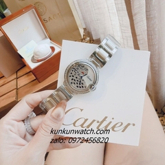 Đồng Hồ Nữ Cartier Jaguar Đính Đá Họa Tiết Báo Đốm Silver 36mm