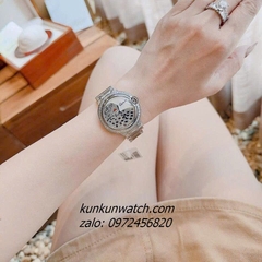 Đồng Hồ Nữ Cartier Jaguar Đính Đá Họa Tiết Báo Đốm Silver 36mm
