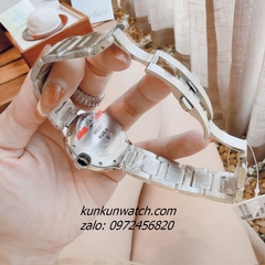 Đồng Hồ Nữ Cartier Jaguar Đính Đá Họa Tiết Báo Đốm Silver 36mm