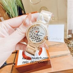 Đồng Hồ Nữ Cartier Jaguar Đính Đá Họa Tiết Báo Đốm Gold 36mm 1