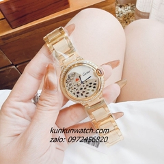 Đồng Hồ Nữ Cartier Jaguar Đính Đá Họa Tiết Báo Đốm Gold 36mm