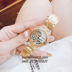 Đồng Hồ Nữ Cartier Jaguar Đính Đá Họa Tiết Báo Đốm Gold 36mm