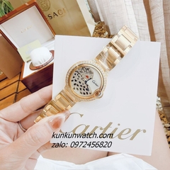 Đồng Hồ Nữ Cartier Jaguar Đính Đá Họa Tiết Báo Đốm Gold 36mm