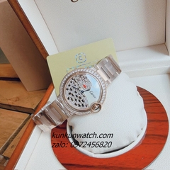 Đồng Hồ Nữ Cartier Jaguar Đính Đá Họa Tiết Báo Đốm Rose Gold 36mm