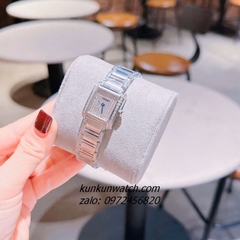 Đồng Hồ Nữ Cartier Tank Đính Đá Vỏ Silver Mặt Vuông 30mm