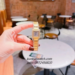 Đồng Hồ Nữ Cartier Tank Đính Đá Vỏ Gold Mặt Vuông 30mm