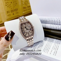 Đồng Hồ Nữ Chopard Đính Full Đá Pha Lê, Điểm Số Giờ Cách Điệu Rose Gold 34mm 1