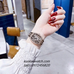 Đồng Hồ Nữ Chopard Đính Full Đá Pha Lê, Điểm Số La Mã Các Mốc Giờ Rose Gold 34mm