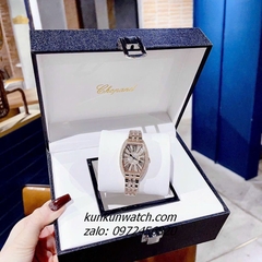 Đồng Hồ Nữ Chopard Đính Full Đá Pha Lê, Điểm Số La Mã Các Mốc Giờ Rose Gold 34mm