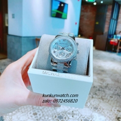 Đồng Hồ Nữ Michael Kors Runway MK5825 Chronograph Đính Đá Silver 38mm