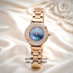 Đồng Hồ Nữ Swarovski Playful Lady Rose Gold Mặt Xanh Khảm Trai Đính Đá 28mm 1