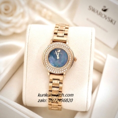 Đồng Hồ Nữ Swarovski Playful Lady Rose Gold Mặt Xanh Khảm Trai Đính Đá 28mm