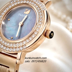 Đồng Hồ Nữ Swarovski Playful Lady Rose Gold Mặt Xanh Khảm Trai Đính Đá 28mm