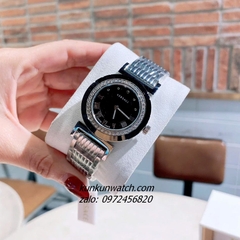 Đồng Hồ Nữ Versace Vanity Silver Đính Đá Mặt Đen 35mm