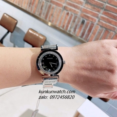 Đồng Hồ Nữ Versace Vanity Silver Đính Đá Mặt Đen 35mm